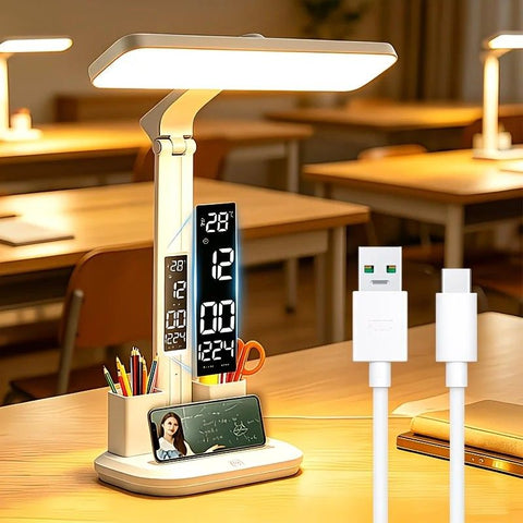 Multifunctional Smart Eye Protection Desk Lamp, integrating lighting, digital display, and storage in one, with multi-angle adjustment, eye-friendly and practical./11 rechargeable 2000mah In Australia - Darrahopens