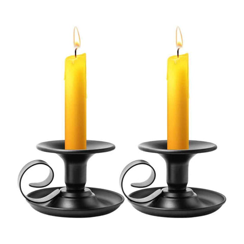 2PCS Handmade Iron Art Vintage Candle Holders, Matte Texture Lights Up Romantic Moments (BLACK) In Australia - Darrahopens