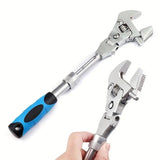 10-inch Telescoping Ratcheting Adjustable Wrench, 180-Degree Swivel Multi-Function Pipe Tool, Hardware & Emergency Repair Tool