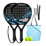 Padel Racket Carbon Fiber Lightweight Control EVA Core | Comfort Grip for Beginner & Intermediate Players（Blue-black line single shot）
