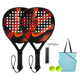 Padel Racket Carbon Fiber Lightweight Control EVA Core | Comfort Grip for Beginner & Intermediate Players（Double beat of blue and black lines）