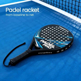 Padel Racket Carbon Fiber Lightweight Control EVA Core | Comfort Grip for Beginner & Intermediate Players（Double beat of red and black wave points）