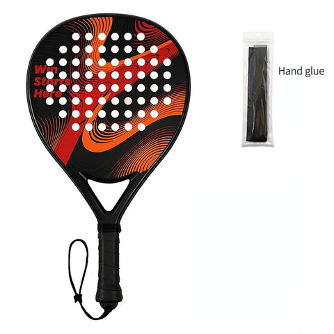 Padel Racket Carbon Fiber Lightweight Control EVA Core | Comfort Grip for Beginner & Intermediate Players（Orange-red wave single shot）
