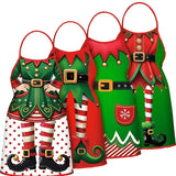Christmas Elf Apron Set 4-Piece: Classic Red and Green Color Scheme, Fun Three-Dimensional Print, Suitable for Both Adults and Children, Essential for Baking and Parties. In Australia - Darrahopens