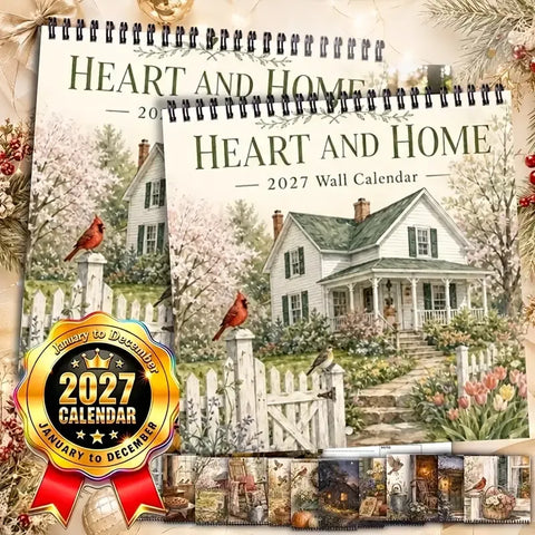 2027 Farmhouse Wall Calendar, 8.3-inch Square Writable Pages, Spiral Coil Hook Design, Perfect for Scheduling & Habit Tracking, Your Year-Round Planning Helper.