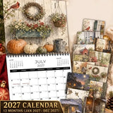 2027 Farmhouse Wall Calendar, 8.3-inch Square Writable Pages, Spiral Coil Hook Design, Perfect for Scheduling & Habit Tracking, Your Year-Round Planning Helper.