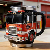 Fire Truck Coffee Cup: Three-dimensional red and black design, double-layer stainless steel for long-lasting temperature retention. Every sip brings a rescue-style ceremony. In Australia - Darrahopens