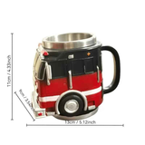 Fire Truck Coffee Cup: Three-dimensional red and black design, double-layer stainless steel for long-lasting temperature retention. Every sip brings a rescue-style ceremony. In Australia - Darrahopens