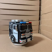 Fire Truck Coffee Cup: Three-dimensional red and black design, double-layer stainless steel for long-lasting temperature retention. Every sip brings a rescue-style ceremony.