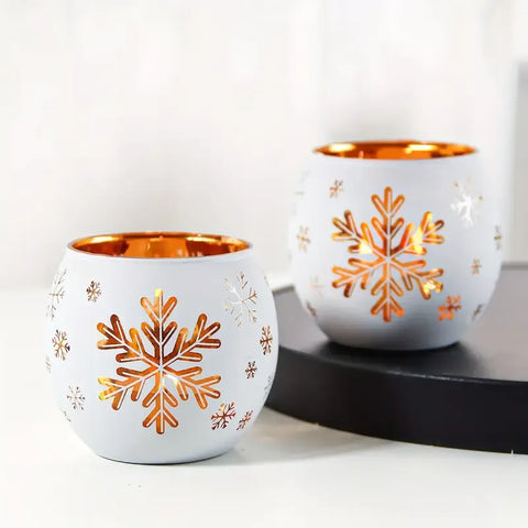 2PCS Winter Snowflake Glass Candle Holders, Light Up the Romantic Atmosphere of Christmas and New Year In Australia - Darrahopens