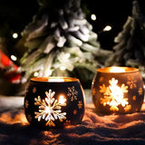 2PCS Winter Snowflake Glass Candle Holders, Light Up the Romantic Atmosphere of Christmas and New Year In Australia - Darrahopens