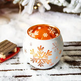 2PCS Winter Snowflake Glass Candle Holders, Light Up the Romantic Atmosphere of Christmas and New Year