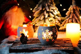 2PCS Winter Snowflake Glass Candle Holders, Light Up the Romantic Atmosphere of Christmas and New Year
