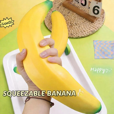 45cm Giant TPR Banana Squishy Toy – Soft, Bouncy, Stress-Relieving Fun