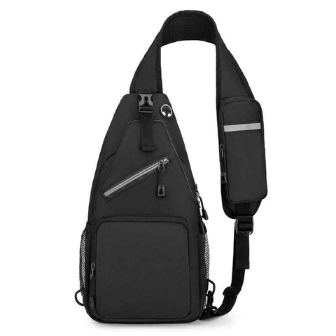 New Men's Chest Bag Lightweight Oxford Crossbody, Water-Resistant Durable Anti-Burden Shoulder Pack, Minimalist Casual Commute Cycling Sports Sling Bag(BLACK)