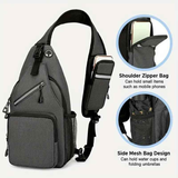 New Men's Chest Bag Lightweight Oxford Crossbody, Water-Resistant Durable Anti-Burden Shoulder Pack, Minimalist Casual Commute Cycling Sports Sling Bag（Dark grey）