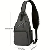 New Men's Chest Bag Lightweight Oxford Crossbody, Water-Resistant Durable Anti-Burden Shoulder Pack, Minimalist Casual Commute Cycling Sports Sling Bag（Light grey）