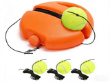 Portable Tennis Trainer: Features a water-fillable weighted base with anti-tangle design. Includes 3 tennis balls and an elastic cord. Suitable for solo indoor/outdoor use, ideal for all ages.blue