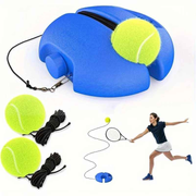 Portable Tennis Trainer: Features a water-fillable weighted base with anti-tangle design. Includes 3 tennis balls and an elastic cord. Suitable for solo indoor/outdoor use, ideal for all ages.orange