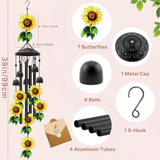 Retro black metal sunflower wind chime, 91cm long, 6 bells and 4 tubes, crisp and pleasant sound, adding pastoral poetry and dynamic beauty to courtyards and gardens. In Australia - Darrahopens
