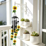 Retro black metal sunflower wind chime, 91cm long, 6 bells and 4 tubes, crisp and pleasant sound, adding pastoral poetry and dynamic beauty to courtyards and gardens. In Australia - Darrahopens
