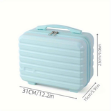 14 Inch Mini Makeup Case, Lightweight Cosmetic Travel Bag with Shoulder Strap & Zipper Closure(BLUE)