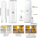Smart Motion Sensor Night Light, 2000mAh Large Capacity Battery, 5-Level Dimming, Auto-On When Getting Up at Night, Energy-Saving & Worry-Free. Warm Light Version