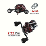 High Speed 18+1BB Baitcasting Reel, Dual Brake System, Max Drag 20lb - Ergonomic Handle, Stainless Steel Durable Spool - Ideal for Carp and Bass Fishing, Suitable for Saltwater and Freshwater, Angler's Choice | Smooth Black Finish(DW121L left hand)