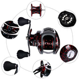High Speed 18+1BB Baitcasting Reel, Dual Brake System, Max Drag 20lb - Ergonomic Handle, Stainless Steel Durable Spool - Ideal for Carp and Bass Fishing, Suitable for Saltwater and Freshwater, Angler's Choice | Smooth Black Finish(DW121L left hand)