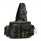 Camouflage Fishing Waist Bag – Large Capacity Multi-layer Partition, Side Pockets & Winding Strap for Full Loading, Breathable Shoulder Strap for Long-lasting Comfort（Green camouflage）