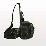Camouflage Fishing Waist Bag – Large Capacity Multi-layer Partition, Side Pockets & Winding Strap for Full Loading, Breathable Shoulder Strap for Long-lasting Comfort（Green camouflage）