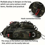 Camouflage Fishing Waist Bag – Large Capacity Multi-layer Partition, Side Pockets & Winding Strap for Full Loading, Breathable Shoulder Strap for Long-lasting Comfort（Green camouflage）