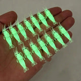 Glow-in-the-Dark Shrimp Lure 20-Piece Box Set | Night Fishing Essential, Soft Plastic Lure with Hooks, Suitable for Freshwater and Saltwater, Ideal for Bass/Trout/Crappie/Walleye/Redfish