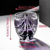 Artisan Craftsmanship Moonlight Kiriko Glass, Purple Crystal Hand-blown, Edo Pattern High Aesthetic Light Luxury, Whiskey & Spirits Glass, 280ML Cold Drink