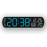 13.7" Mirror LED Digital Clock | Auto-Dim, RGB, Temp/Humidity Sensor - Smart Bedroom/Desk Clock（colorful）