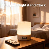 Smart LED Night Light with Clock, Rechargeable Lithium Battery, Remote Control, Suitable for Camping and Bedroom, Soft Glow Eye Protection, Dimmable Color Temperature, Long-Lasting Battery Life for Peaceful Sleep