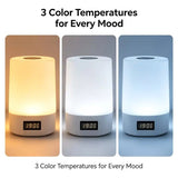Smart LED Night Light with Clock, Rechargeable Lithium Battery, Remote Control, Suitable for Camping and Bedroom, Soft Glow Eye Protection, Dimmable Color Temperature, Long-Lasting Battery Life for Peaceful Sleep