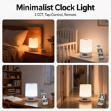 Smart LED Night Light with Clock, Rechargeable Lithium Battery, Remote Control, Suitable for Camping and Bedroom, Soft Glow Eye Protection, Dimmable Color Temperature, Long-Lasting Battery Life for Peaceful Sleep