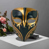 Resin Night Jasmine Full Face Mask, Black & Gold Relief Dark Style, Halloween Christmas Masquerade Prop, Bar KTV Decorative Ornament, Essential for Stylish Photoshoots In Australia - Darrahopens