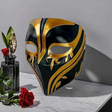 Resin Night Jasmine Full Face Mask, Black & Gold Relief Dark Style, Halloween Christmas Masquerade Prop, Bar KTV Decorative Ornament, Essential for Stylish Photoshoots In Australia - Darrahopens