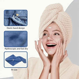 Women's Coral Fleece Pineapple Grid Two-Piece Set | Cloud-Like Touch Adjustable Bath Robe + Hair Towel, Adjustable Tie Belt, Suitable for Daily Home Use(Cream white)