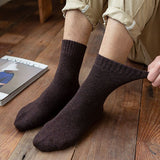 Thickened Wool Mid-Calf Socks 5-Pair Pack (Random Colors), Solid Color Versatile Fall and Winter Warmth, Soft Skin-Friendly Non-Stuffy, Essential for Casual Sports and Commuting