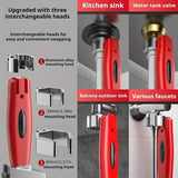 Large-Open Adjustable Basin Wrench, 3-Head Interchangeable Tight-Space Plumbing Tool, Aluminum Alloy Anti-Slip Home Maintenance Tool（Black handle）
