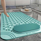 Anti-Slip Massage Shower Mat with Suction Cups Foot Spa Bathroom Mat(khaki)