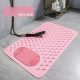 Anti-Slip Massage Shower Mat with Suction Cups Foot Spa Bathroom Mat(khaki)