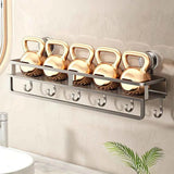 Nail-Free Suction Cup Bathroom Shelf, Twist-On Instant Installation, Dual Adsorption Gets Stronger Over Time, Space Aluminum with Drainage and Rust Proof, No-Trace Removal for Flexible Relocation./Gun ash -50cm with rod and hook In Australia - Darrahopens