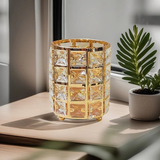 Darrahopens Home & Garden > Decor > Vases & Table Decor 1 piece crystal pen holder, round creative desktop makeup brush storage box, polished cast iron metal art decorative display piece, lightweight and desktop style.golden