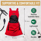 Oxford Cloth Multifunctional Gardening Apron, Thickened Durable Lightweight Large Pocket, Back Cross Straps Unisex（red)