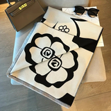Darrahopens Fashion > Women's Fashion > Women's Accessories Elegant Camellia Scarf - Breathable and Warm Women's Shawl Black and White Fashion, Perfect for Spring and Summer Styling  Versatile Beach Accessory