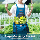 Oxford Cloth Waterproof Gardening Apron, Large Capacity Kangaroo Pocket, Cross Back Straps Comfortable, Great Helper for Picking and Weeding(dark blue)